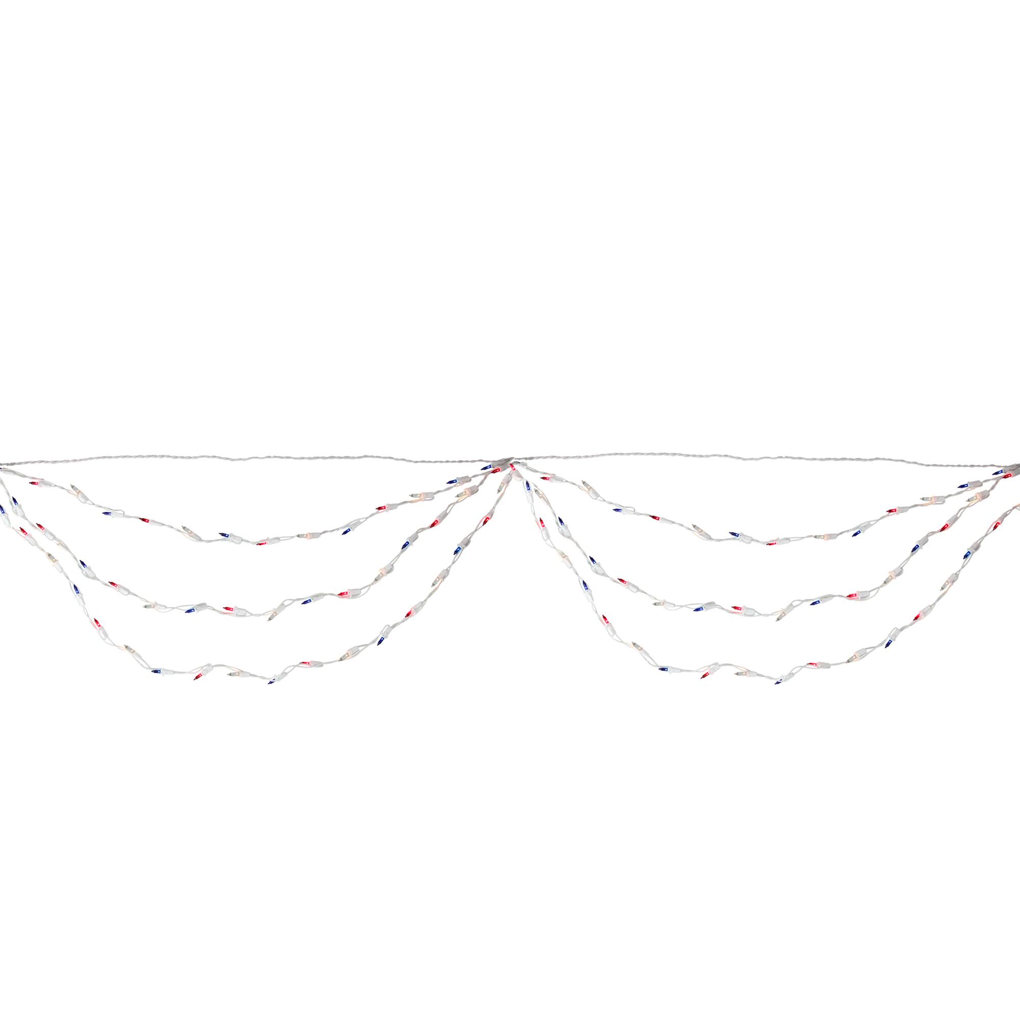100ct. Red, Blue and Clear 4th of July Mini Swag Lights